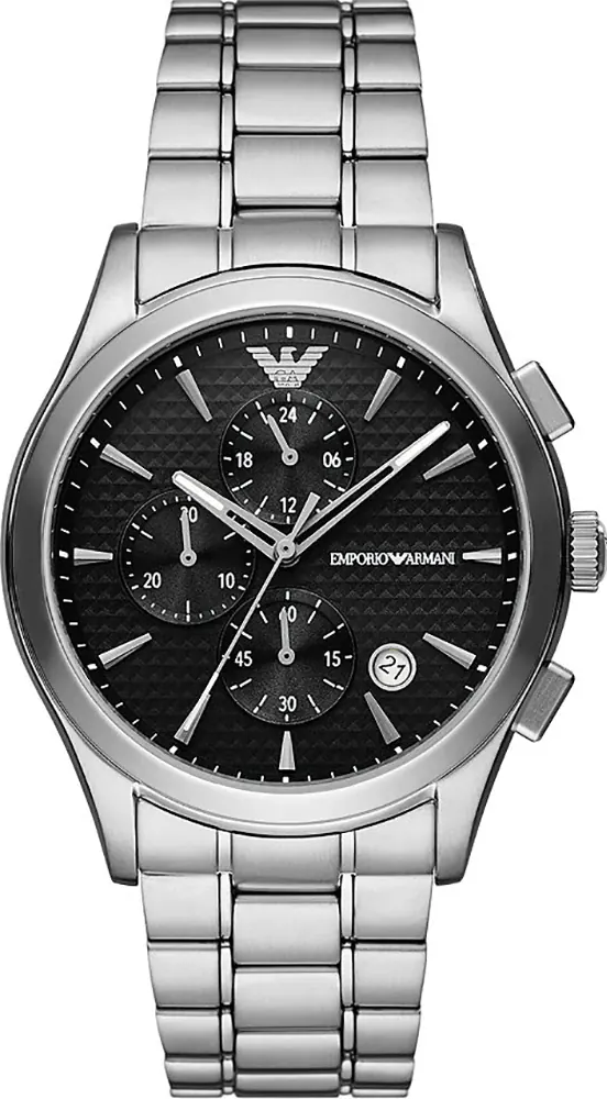 萬年鐘錶 - ARMANI  精品腕錶    紳士經典黑面三眼不鏽鋼男錶 AR11602 錶徑43MM