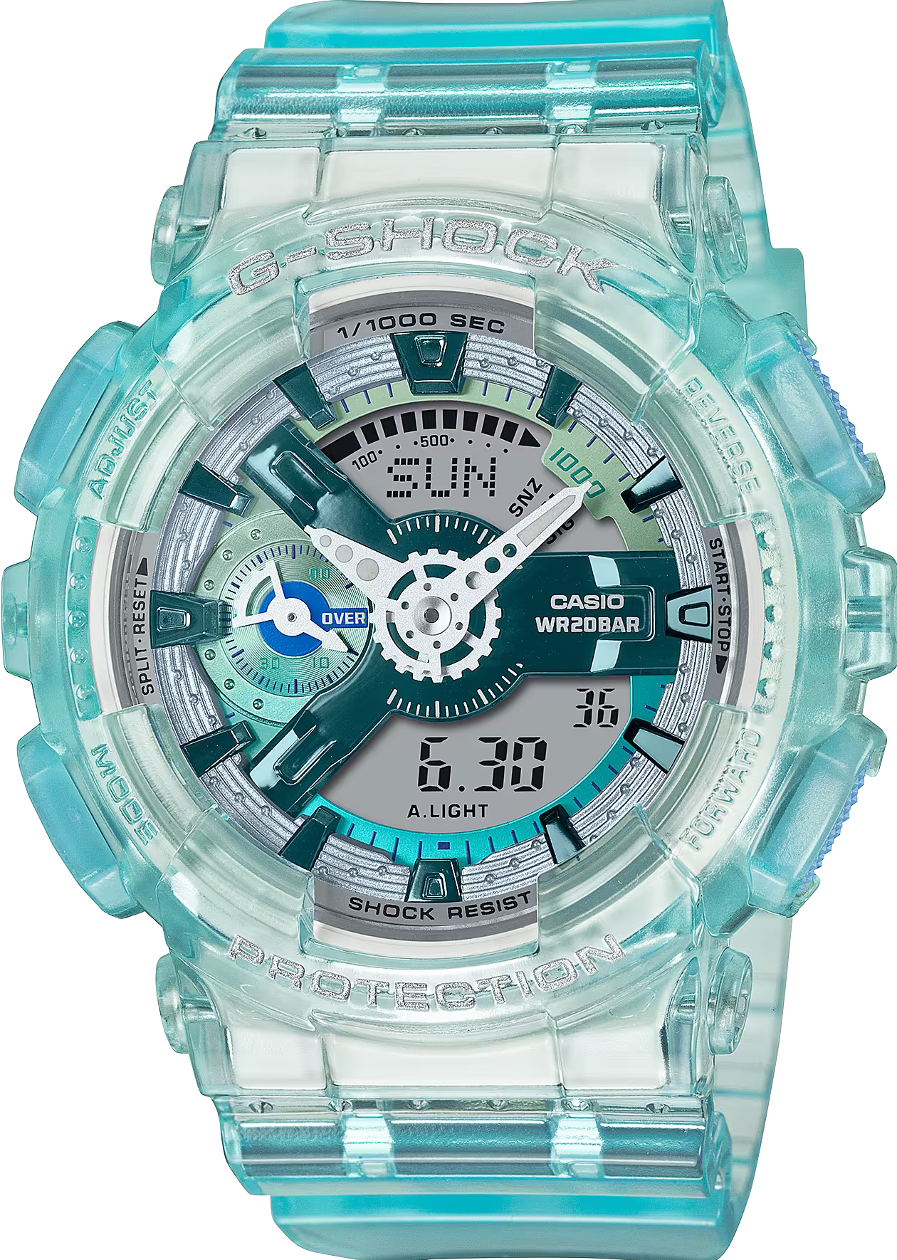 萬年鐘錶 - G-SHOCK   時尚經典晶透系列電子錶  GMA-S110VW-2A錶徑 : 45.9mm
