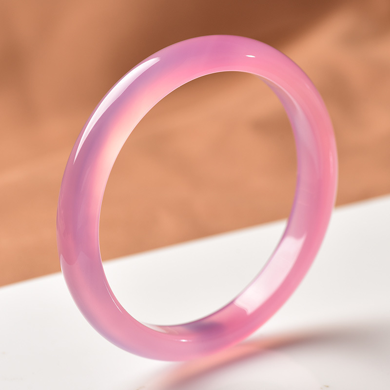 【玉鐲】桃花朵朵開-粉色瑪瑙手鐲(圓條/窄條)