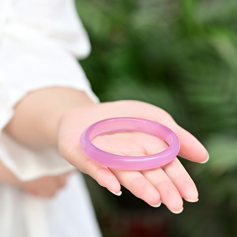 【玉鐲】桃花朵朵開-粉色瑪瑙手鐲(圓條/窄條)