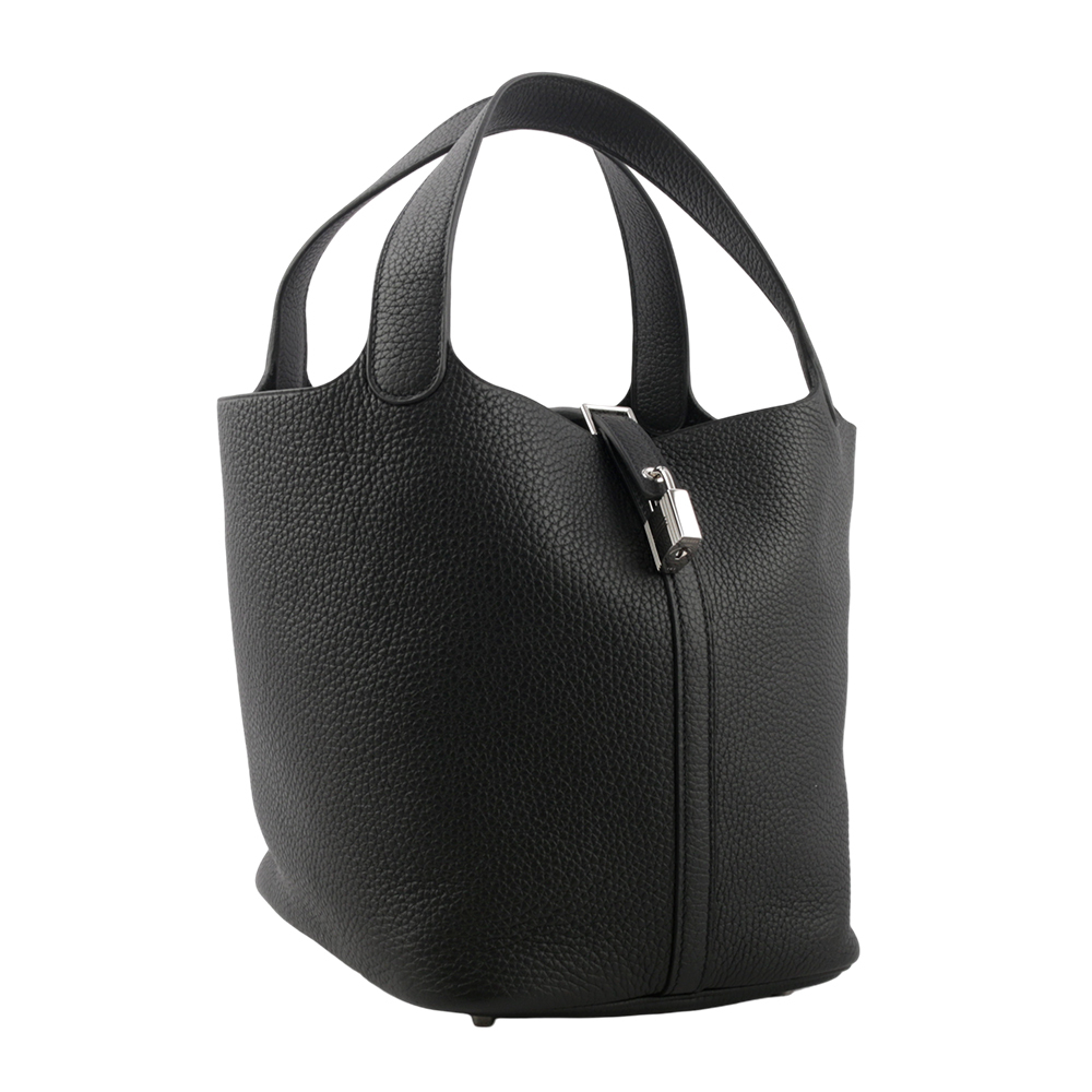 【HERMES】Picotin Lock 22cm MM手提水桶包(黑色) H060991CC 89
