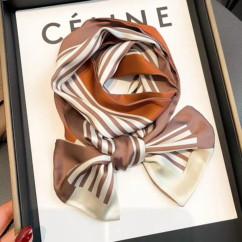 經典條紋雙面長條絲巾