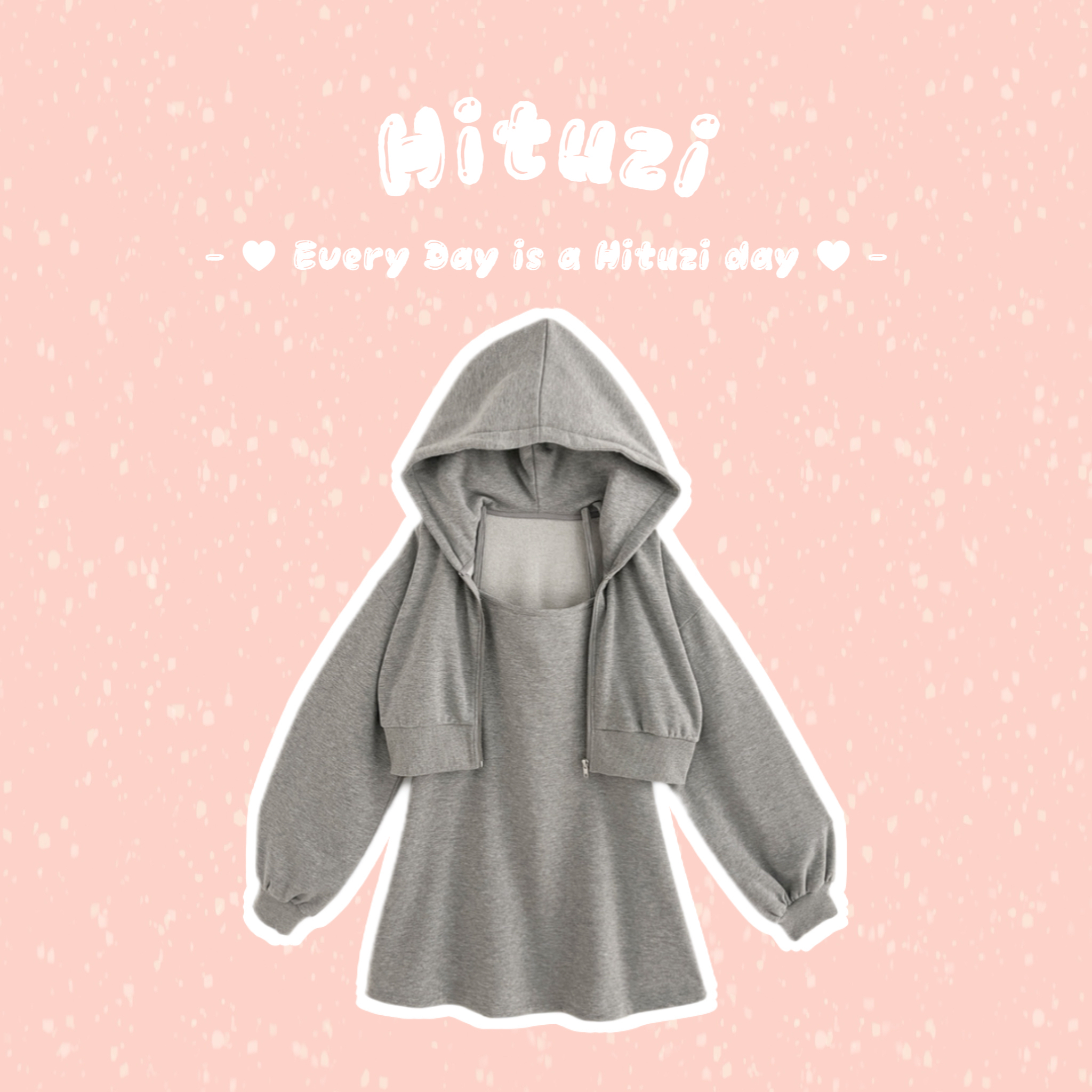 短款連帽外套 + 吊帶連身洋裝