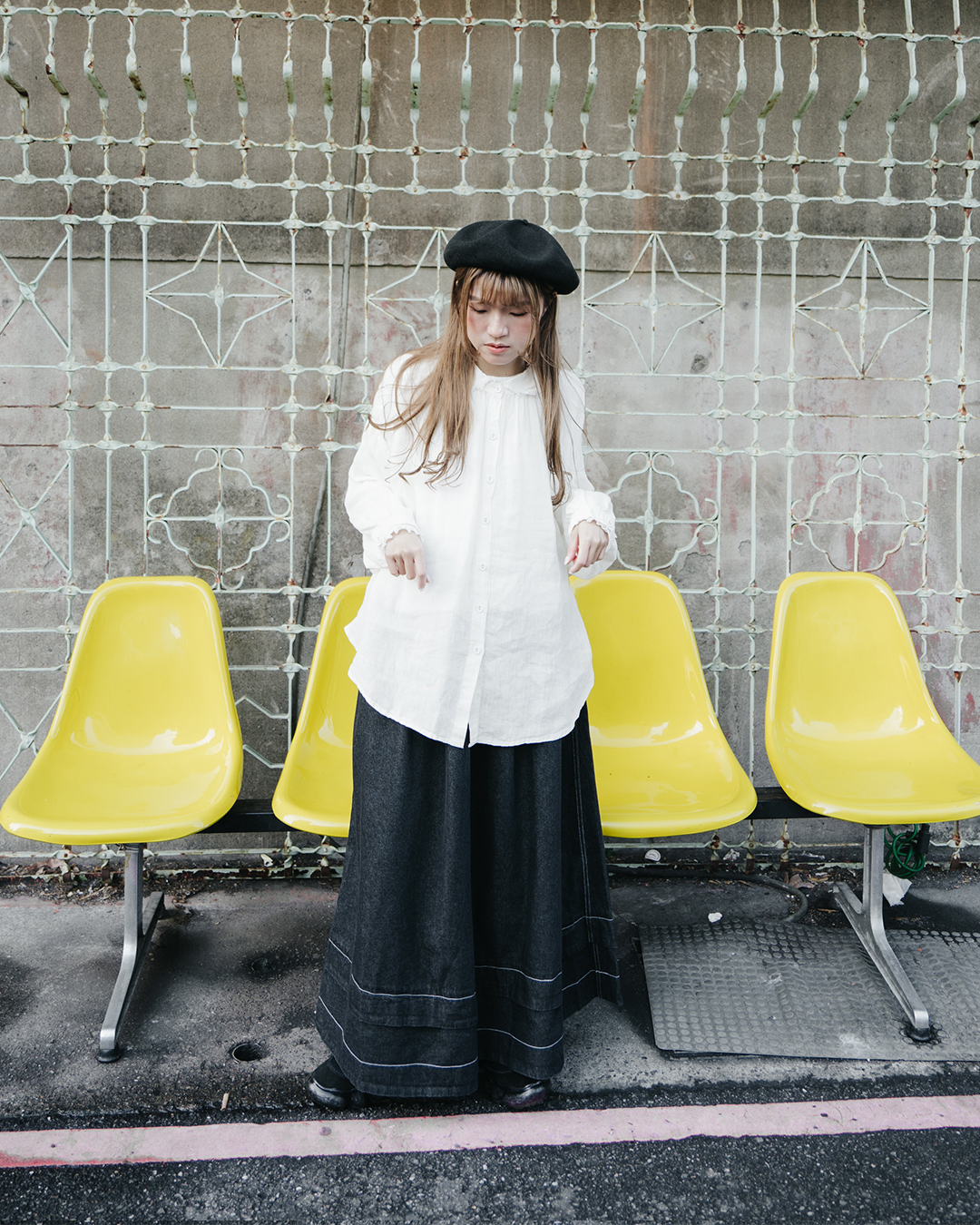 披口娃娃領麻質襯衫