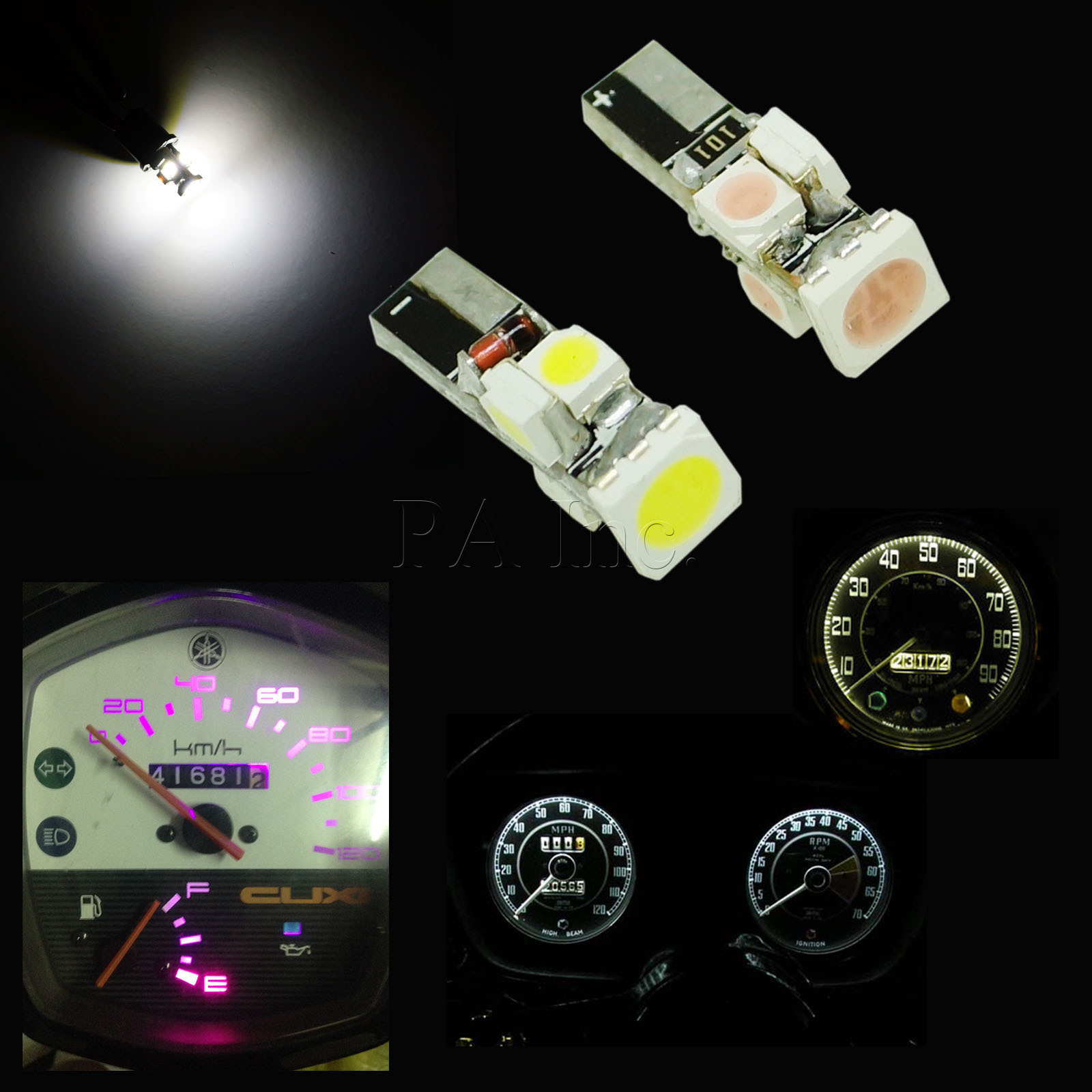 車用LED專賣店｜儀表燈 T5 T6.5 5晶 SMD LED 白光 粉紫光 排檔燈 指示燈 冷氣燈 面板燈 360度發光 --- PA LED