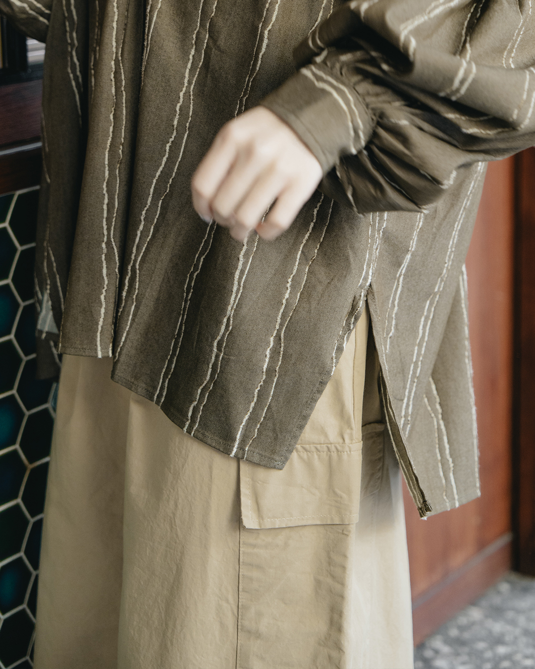 Acut抽繩半橡筋半裙