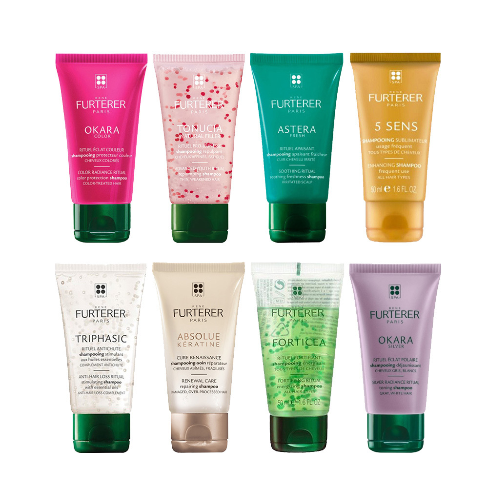 René Furterer 萊法耶 複方精油/紫苑草/菫蘭校色/微金女神/三項森髮/金縷梅鎖色/胺基酸杺生/瓔珞木泉能 髮浴 50ml 旅行小樣
