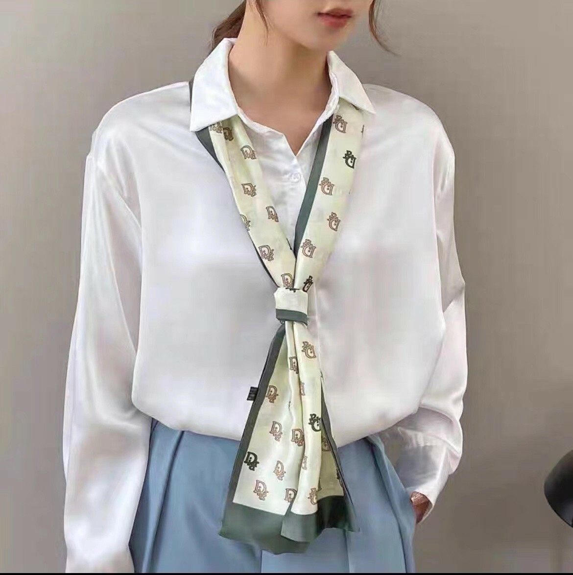 清新素雅雙面長條絲巾