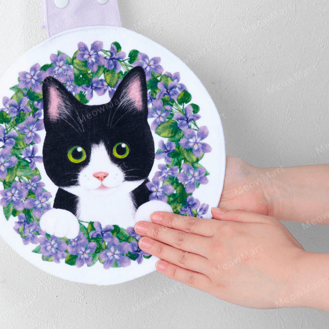 日本Felissimo花的貓咪妖精 花環抹手巾