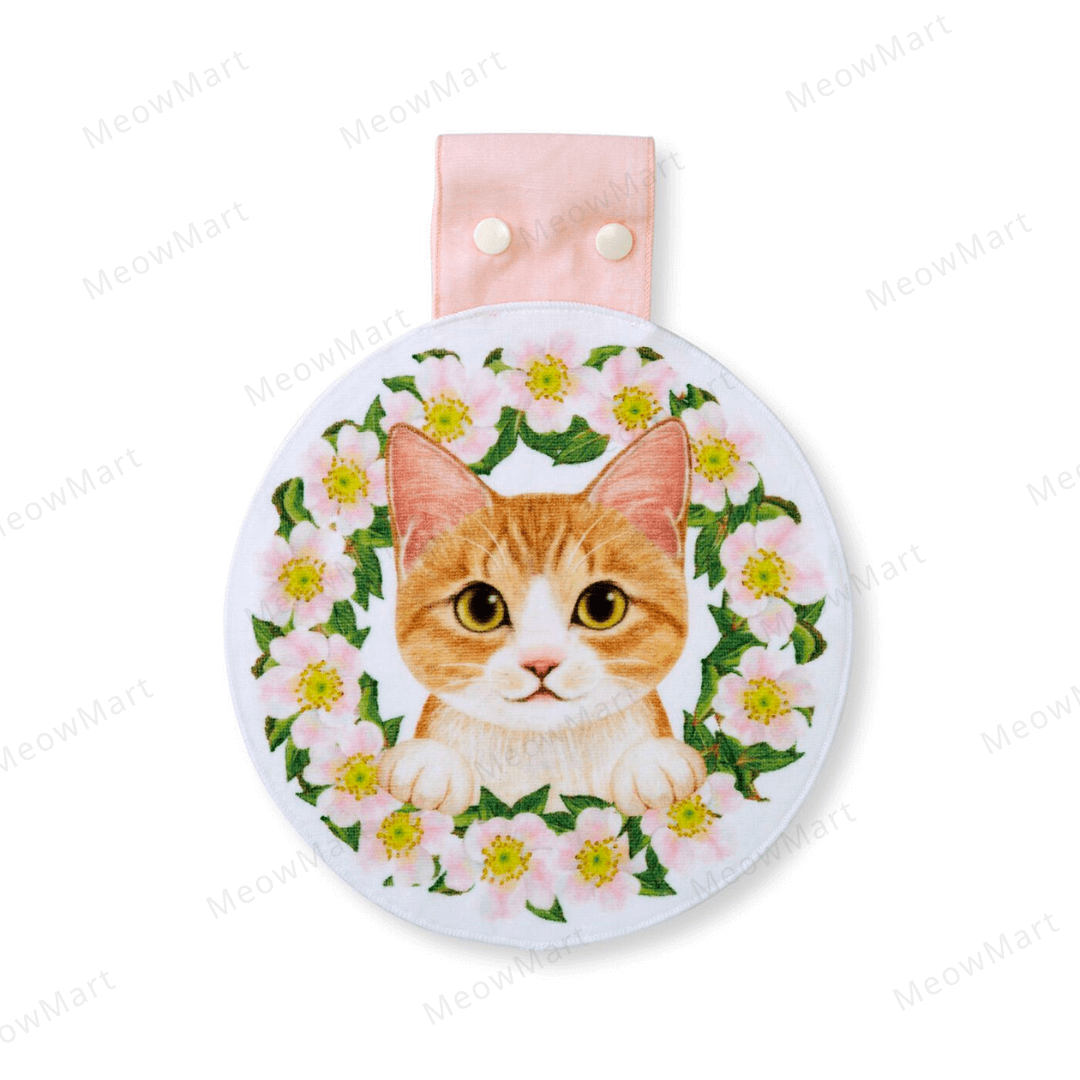 日本Felissimo花的貓咪妖精 花環抹手巾