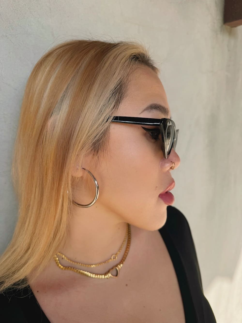 銀色粗環耳環