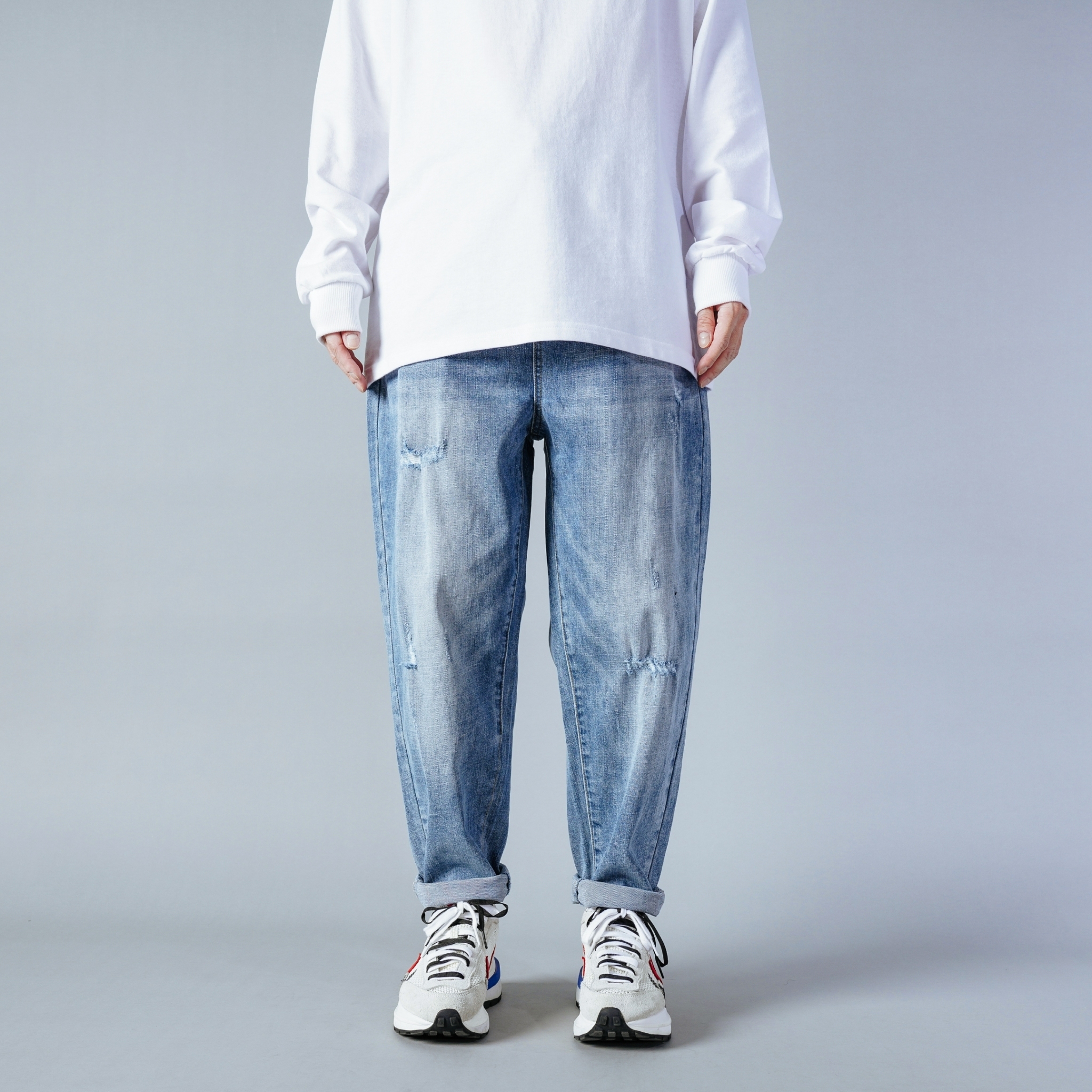 SBG 水洗彈力厚磅錐形牛仔褲 073