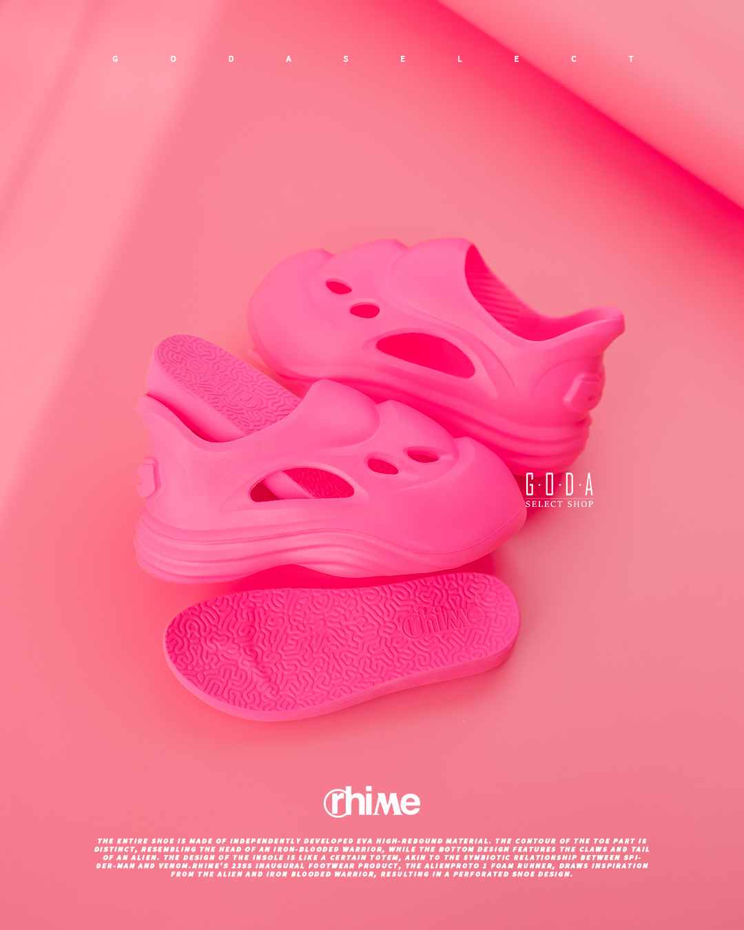 Rhime Alien Proto 1 Foam Runner In Pink 異形懶人鞋 洞洞鞋 粉色