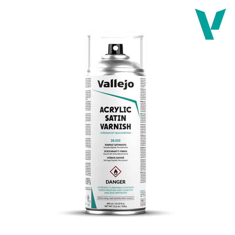 Acrylicos Vallejo 28.532 保護漆噴罐 Acrylic Satin Spray Varnish 400ml