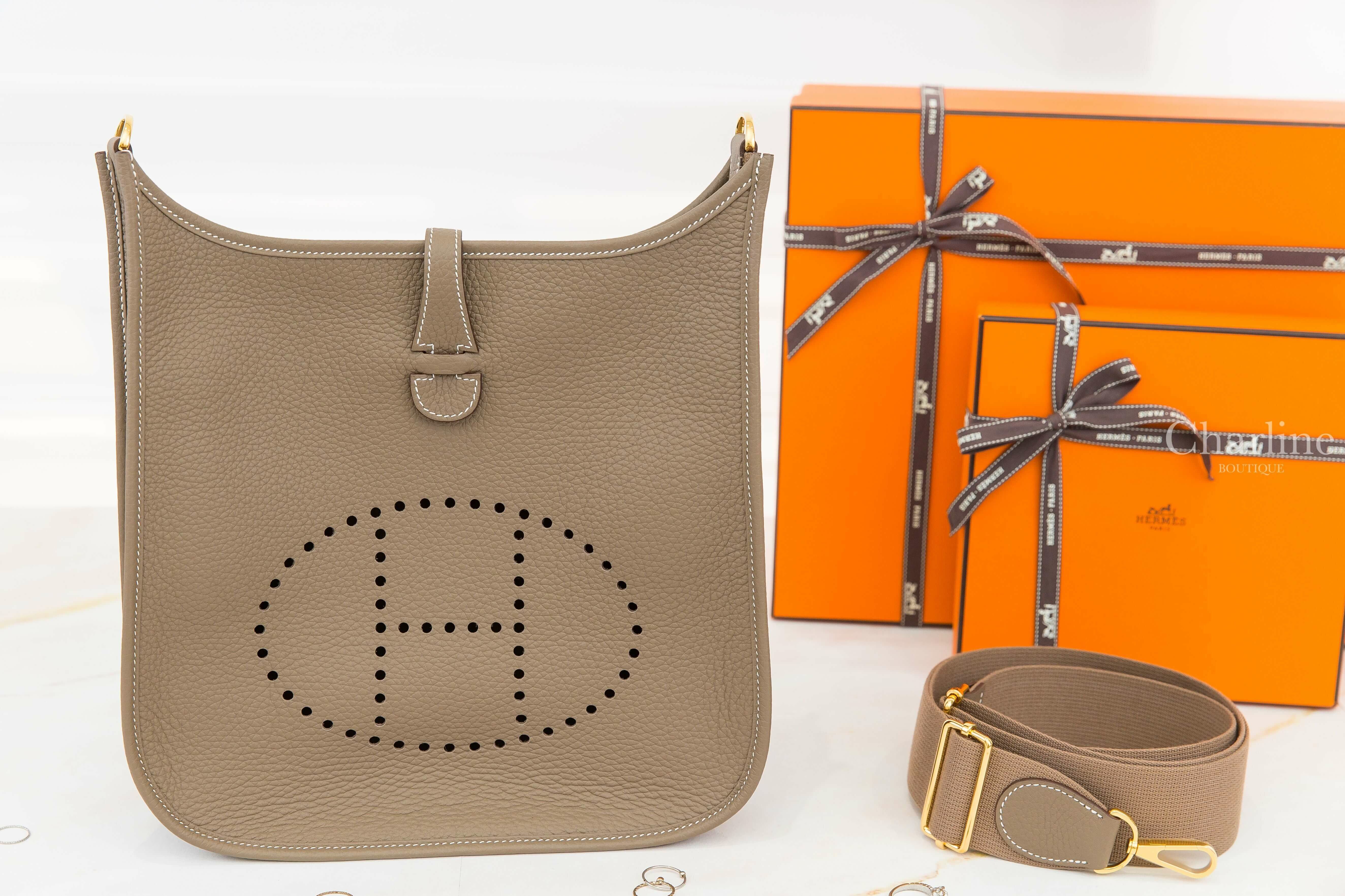 Hermès Evelyne 29cm 18 Etoupe Taurillon Clemence 大象灰金釦簍空洞洞肩背包
