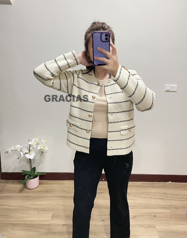 條紋質感針織外套-兩色現貨實拍