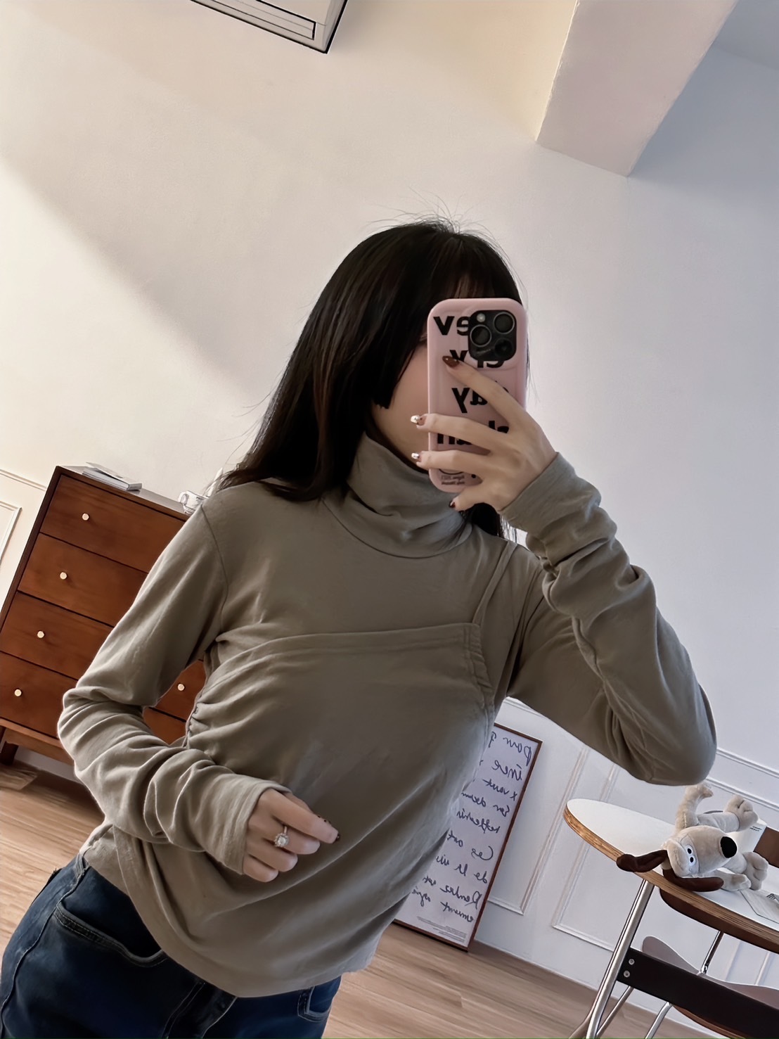 🇰🇷 微醺 音符假兩件磨毛打底衣