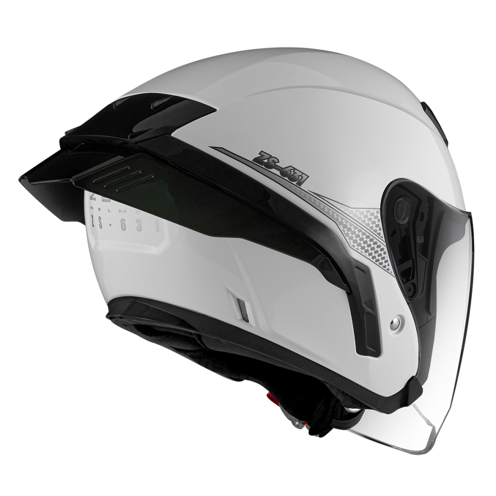 ZEUS ZS - 631 BS2 素色 白 3/4罩 輕量化 雙鏡片 大鴨尾