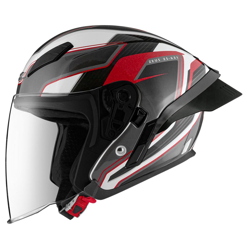 ZEUS ZS - 631 BS1 彩繪 白/紅 3/4罩 輕量化 雙鏡片 大鴨尾