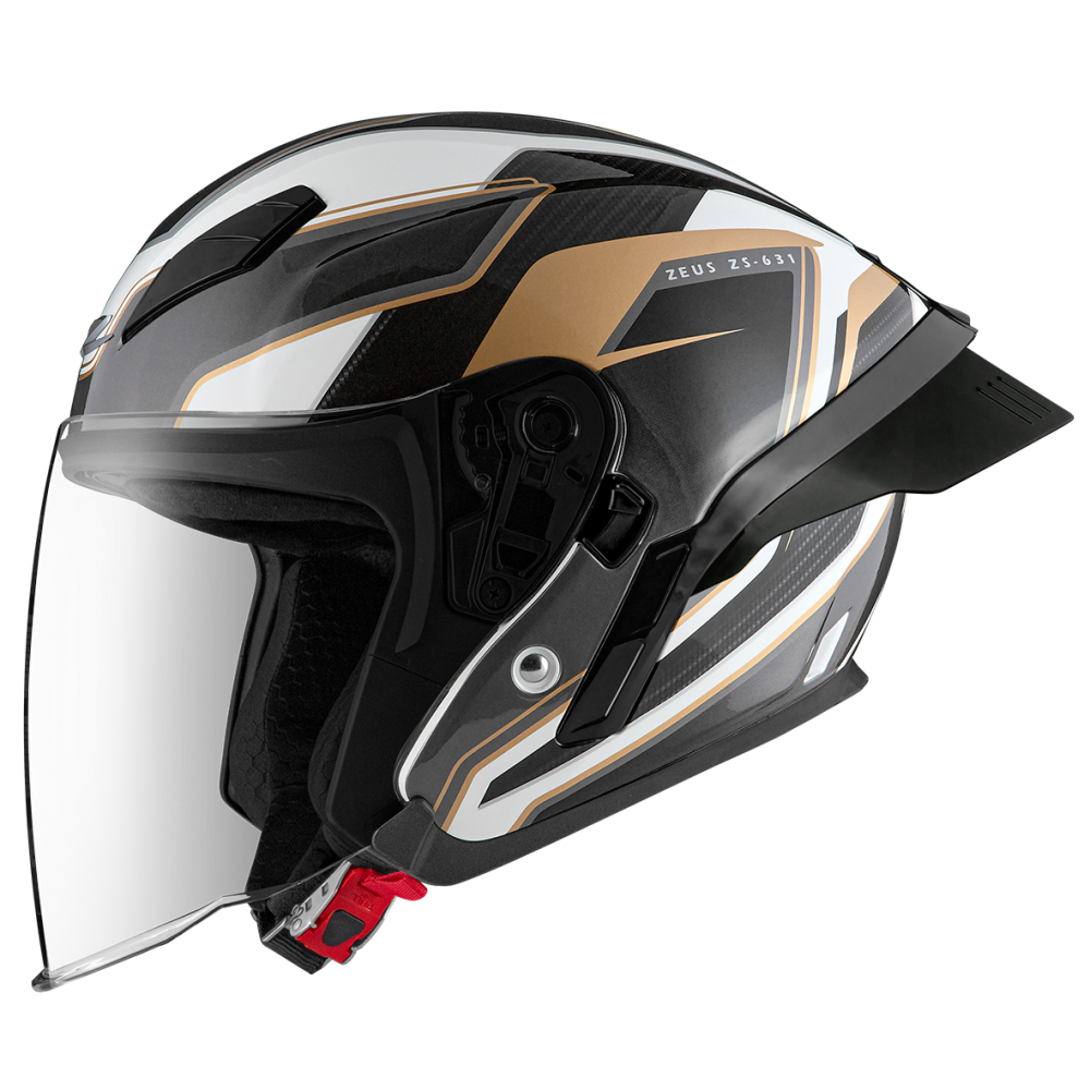 ZEUS ZS - 631 BS1 彩繪 白/金 3/4罩 輕量化 雙鏡片 大鴨尾