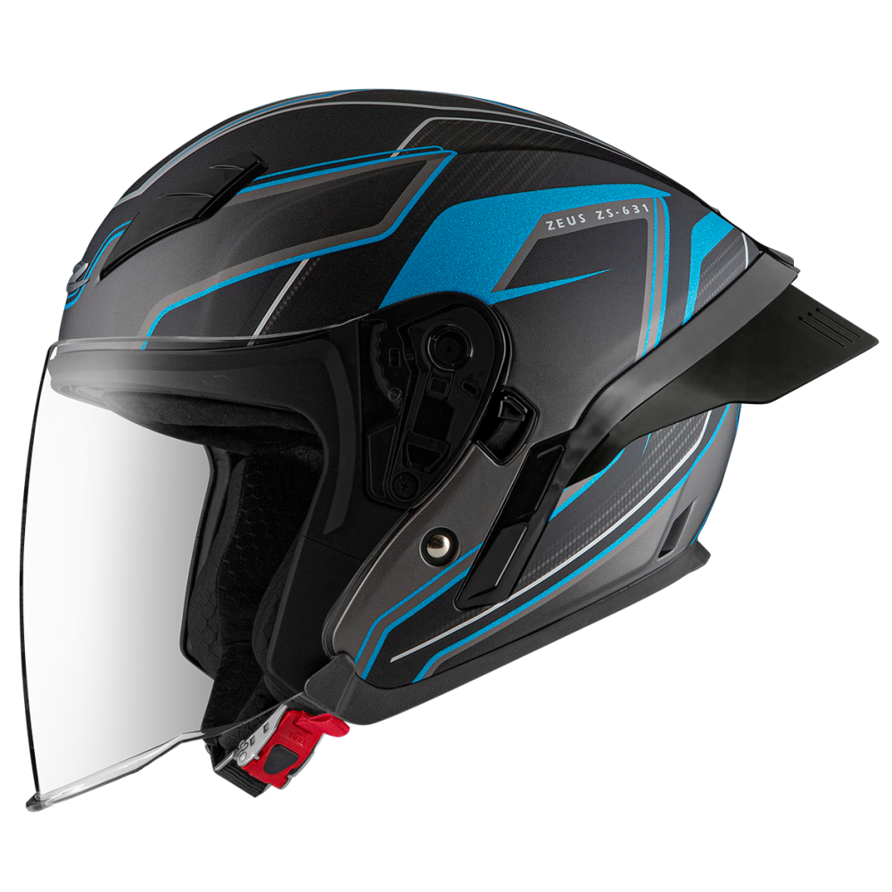 ZEUS ZS - 631 BS1 彩繪 消光黑/藍 3/4罩 輕量化 雙鏡片 大鴨尾