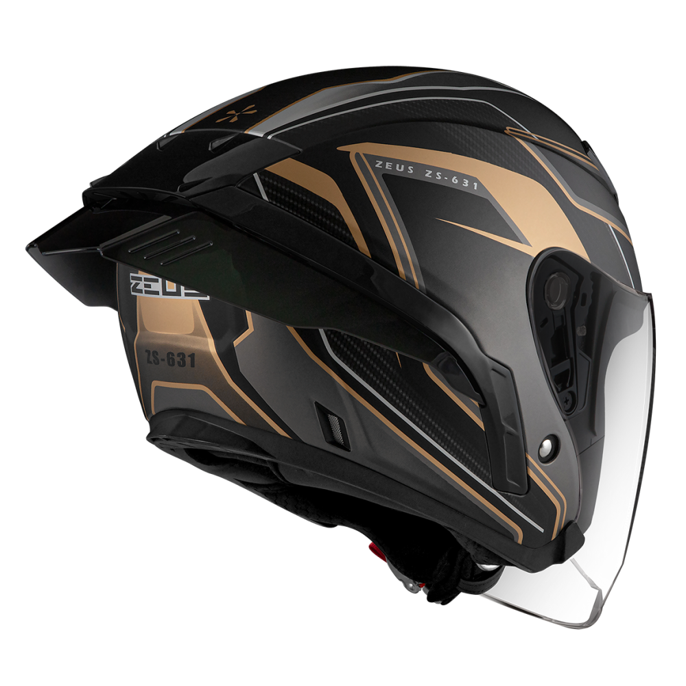 ZEUS ZS - 631 BS1 彩繪 消光黑/金 3/4罩 輕量化 雙鏡片 大鴨尾