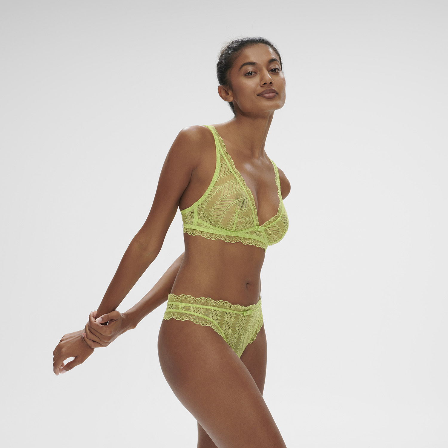 CANOPÉE 花欉 無鋼圈胸罩 青檸色