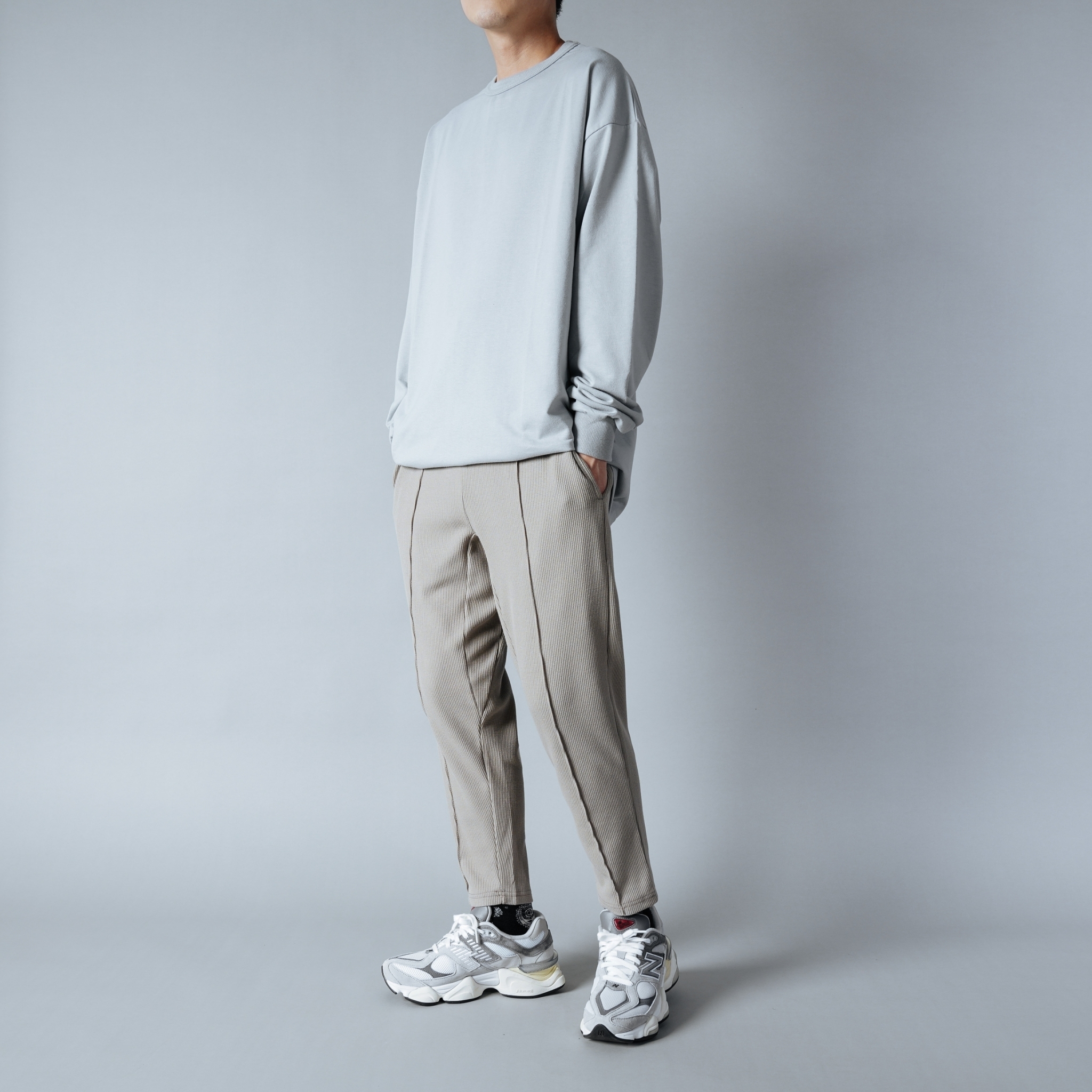 SBG 華夫格3D剪裁上寬下窄九分褲 1014