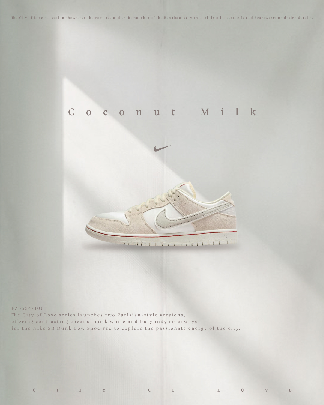 KTQ STORE ‧ Nike SB Dunk Low "City Of Love Light Bone" 情人節限定 米白 FZ5654-100