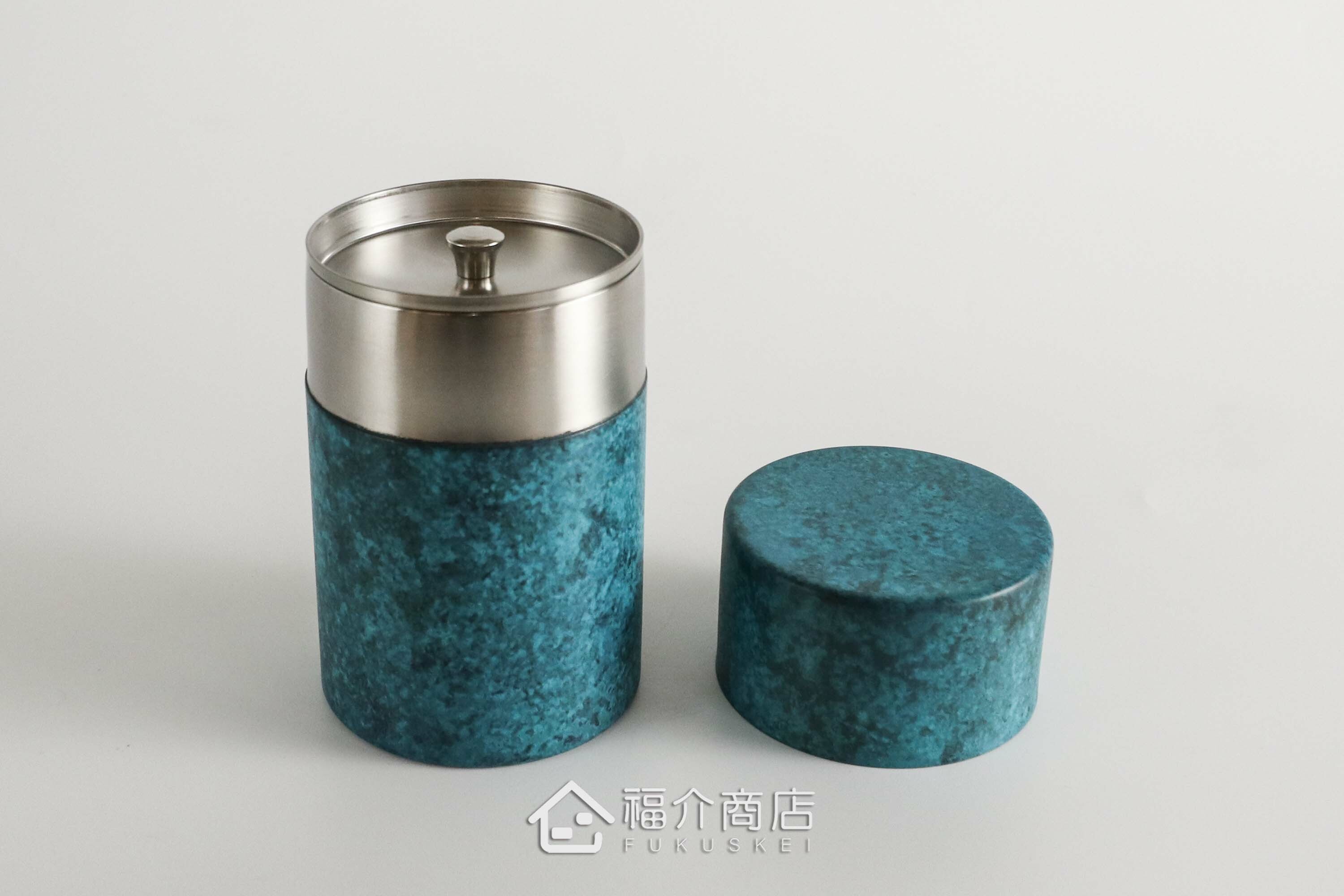 不鏽鋼材質用於保存茶葉用的藍色茶葉罐