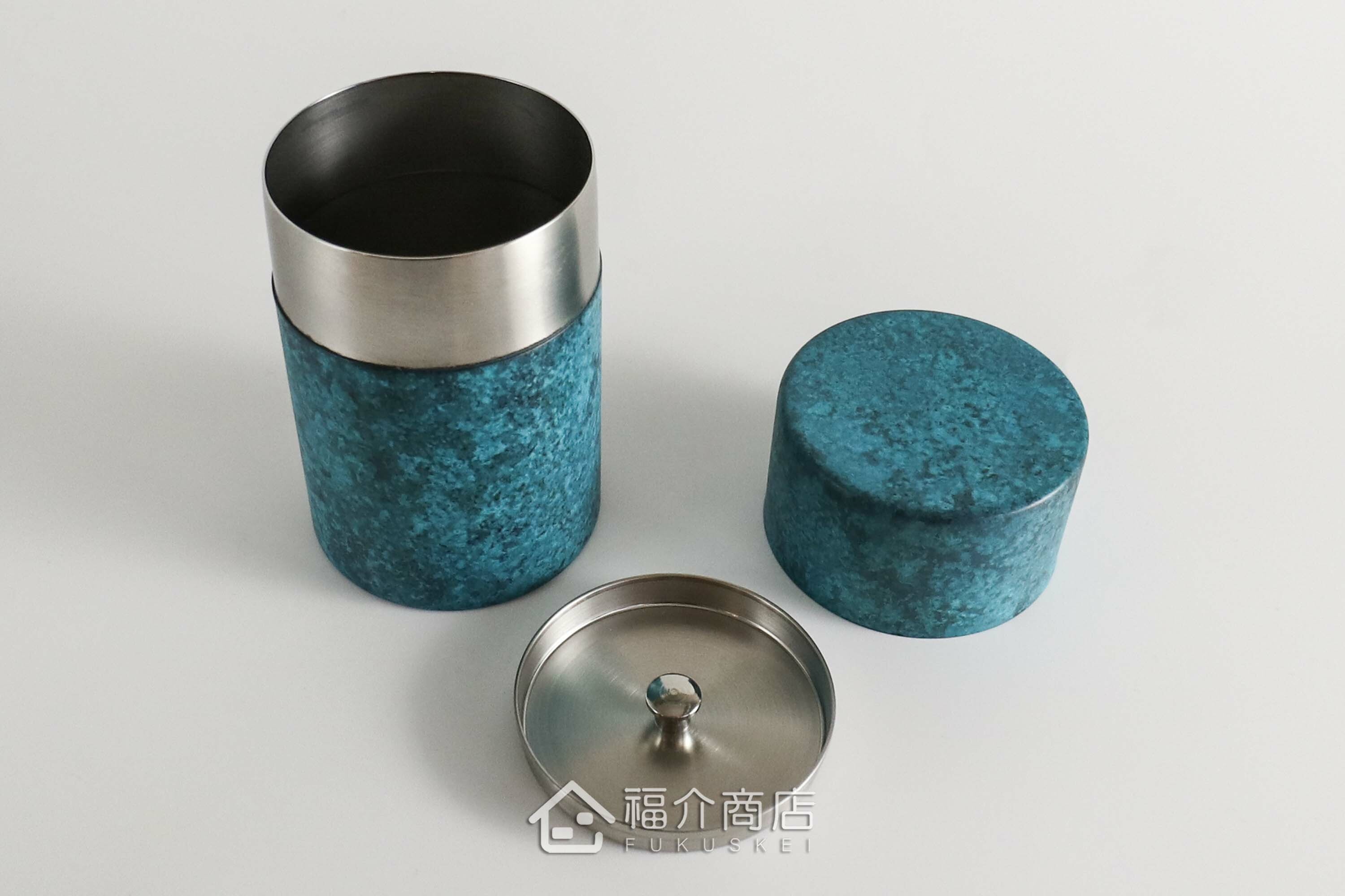 不鏽鋼材質用於保存茶葉用的藍色茶葉罐