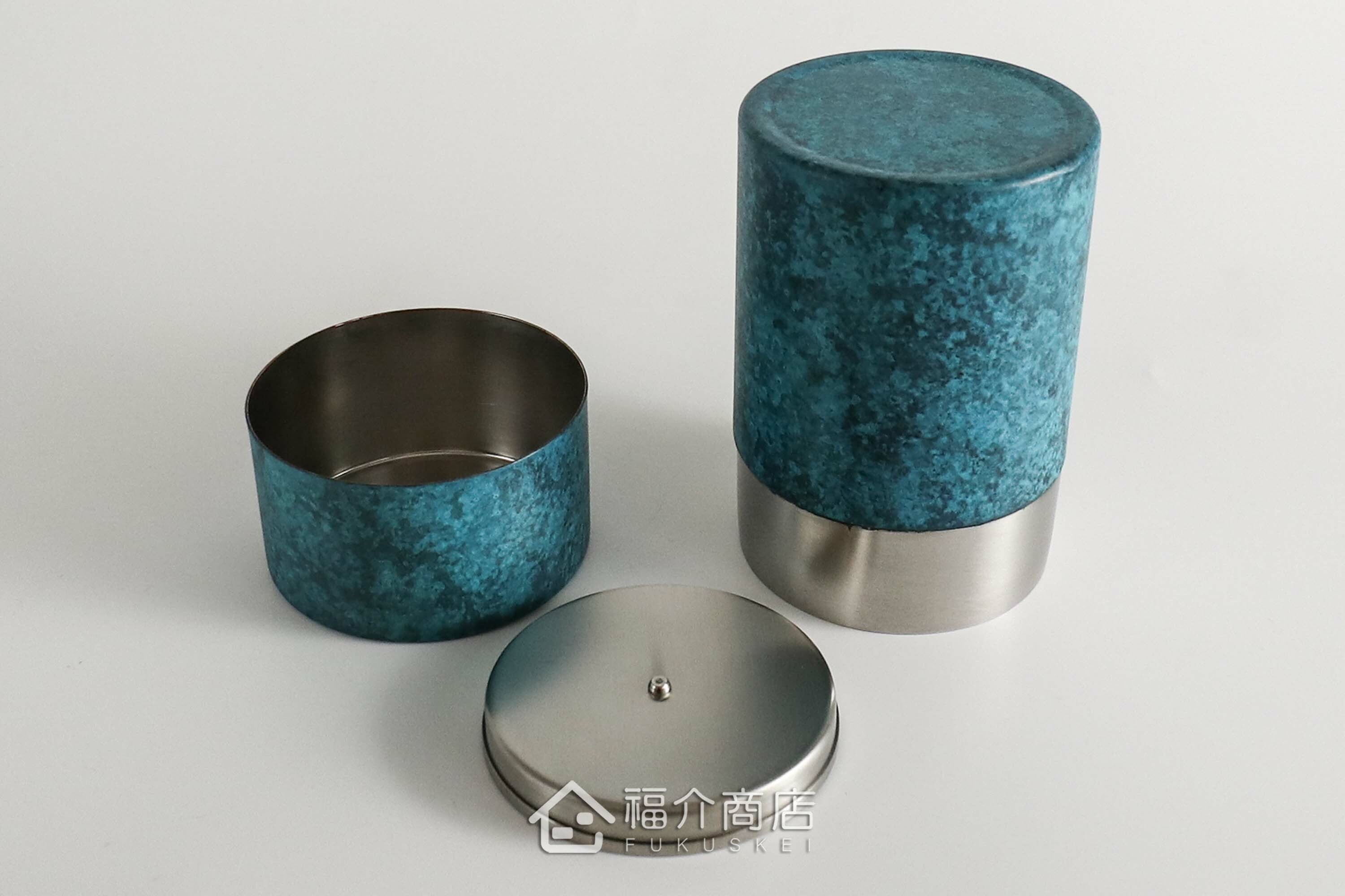 不鏽鋼材質用於保存茶葉用的藍色茶葉罐