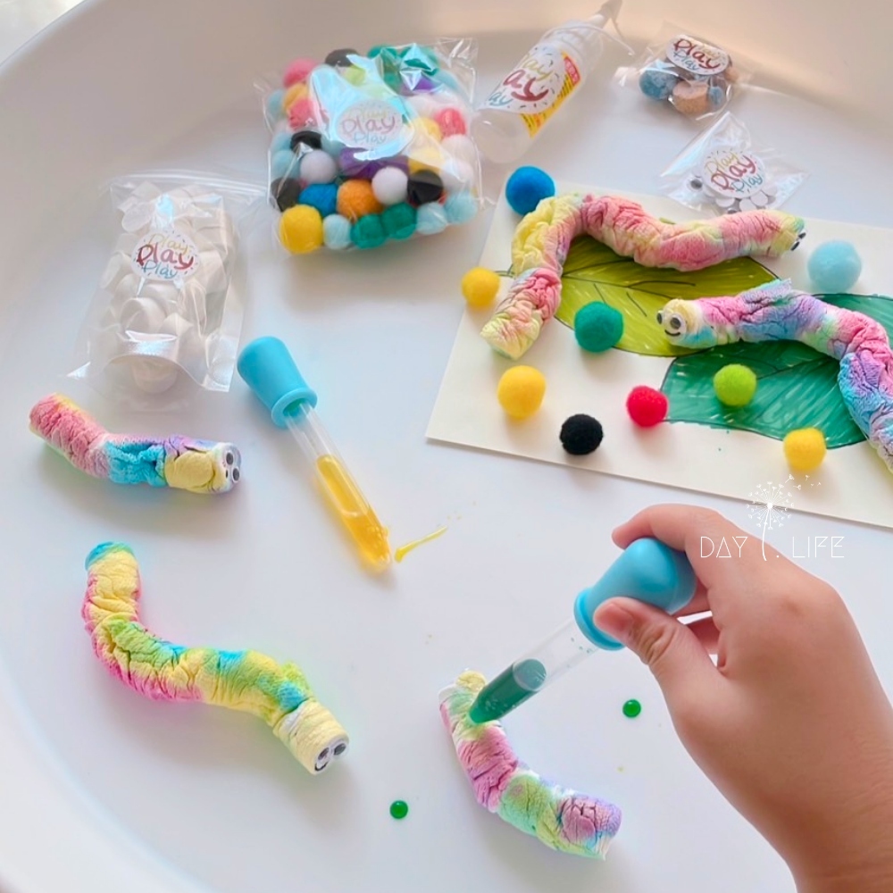 適合 3 歲以上的親子互動玩具：彩色毛毛蟲創意組