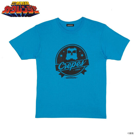 228646 Pbandai 預訂2025/5月 忍者戦隊カクレンジャーTシャツ　猫丸柄（ターコイズブルー）