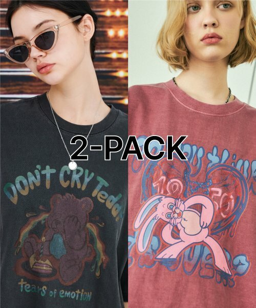 CPGN STUDIO) [2PACK] Dont Cry Teddy + Mad hoppi 洗水短袖T恤