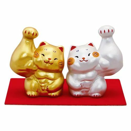 💥日本代購貓系列】（小）剛腕まっちょ招き猫金銀セット大力招財