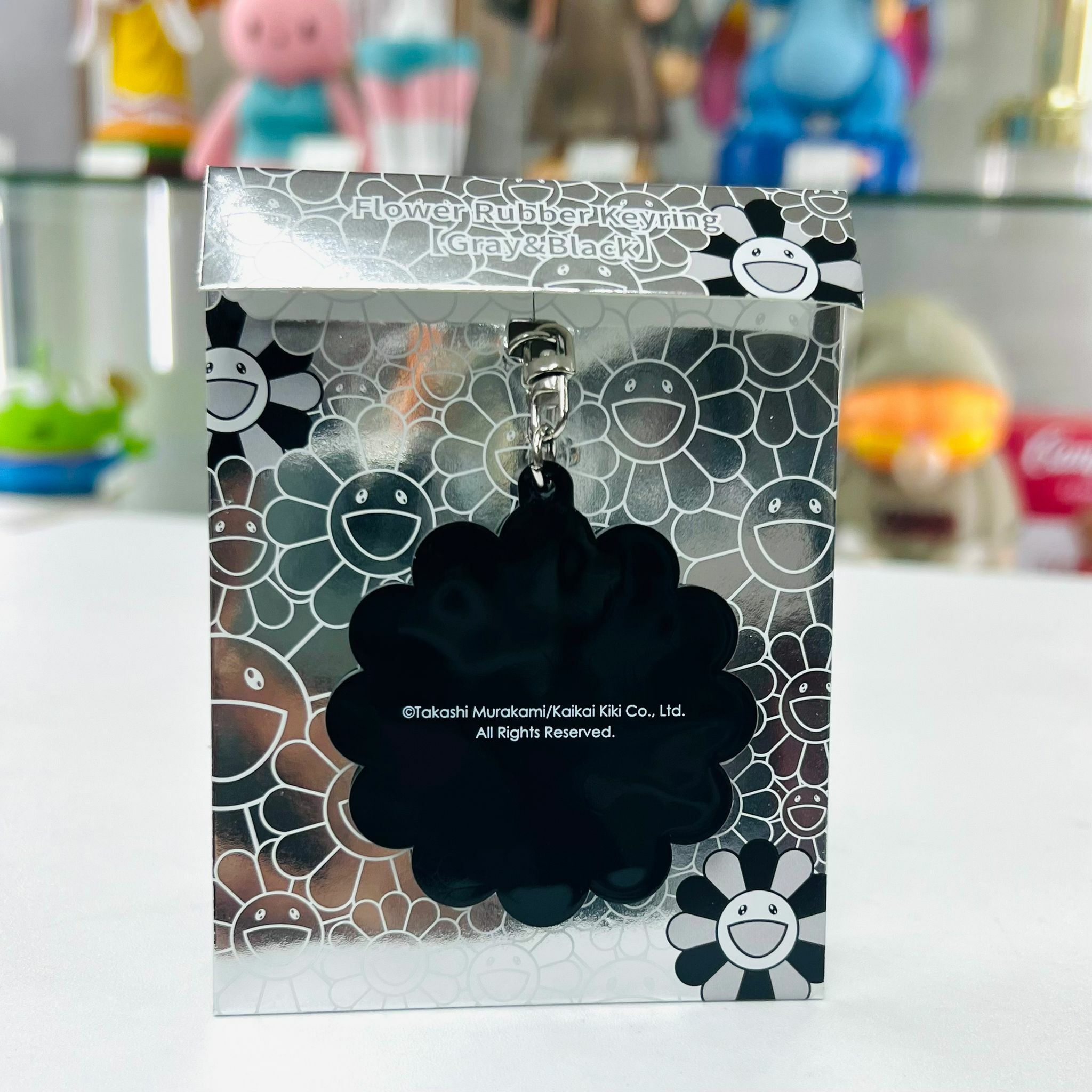 Flower Rubber Keyring (Gray & Black)