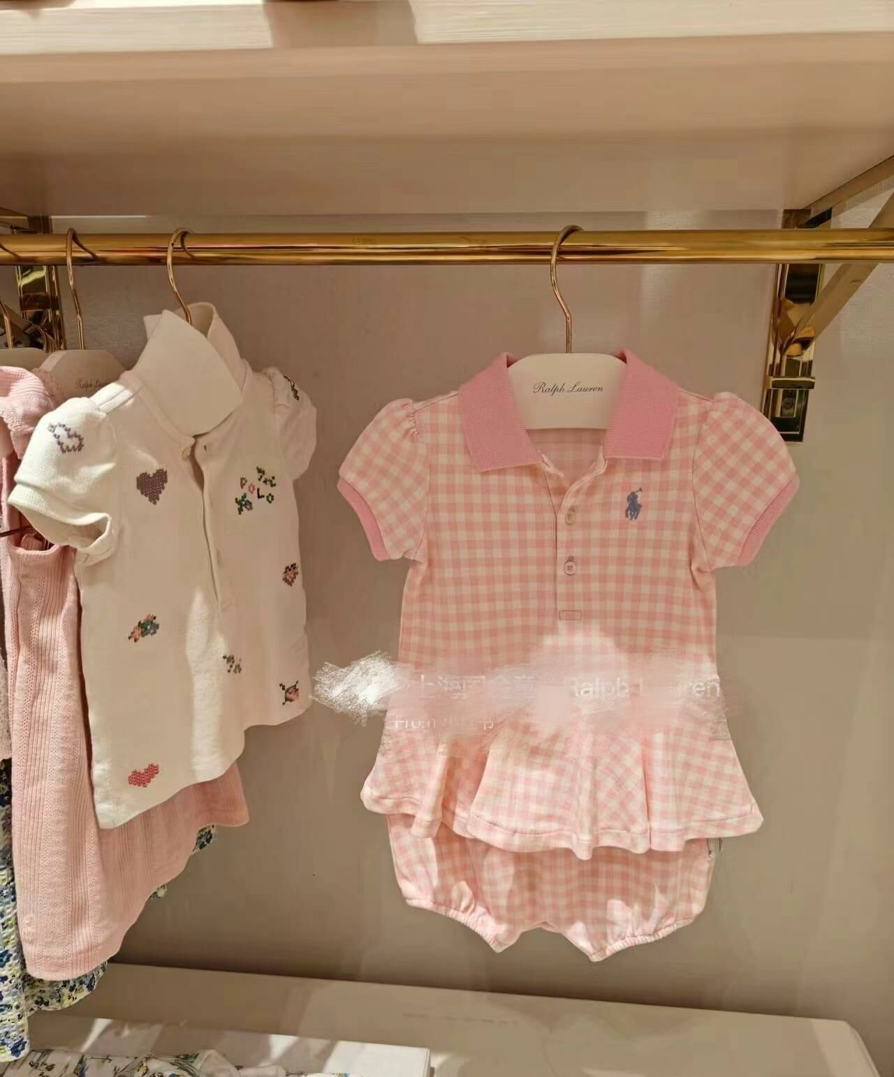 廠訂製款 polo粉格仔套裝(上衣+短褲)