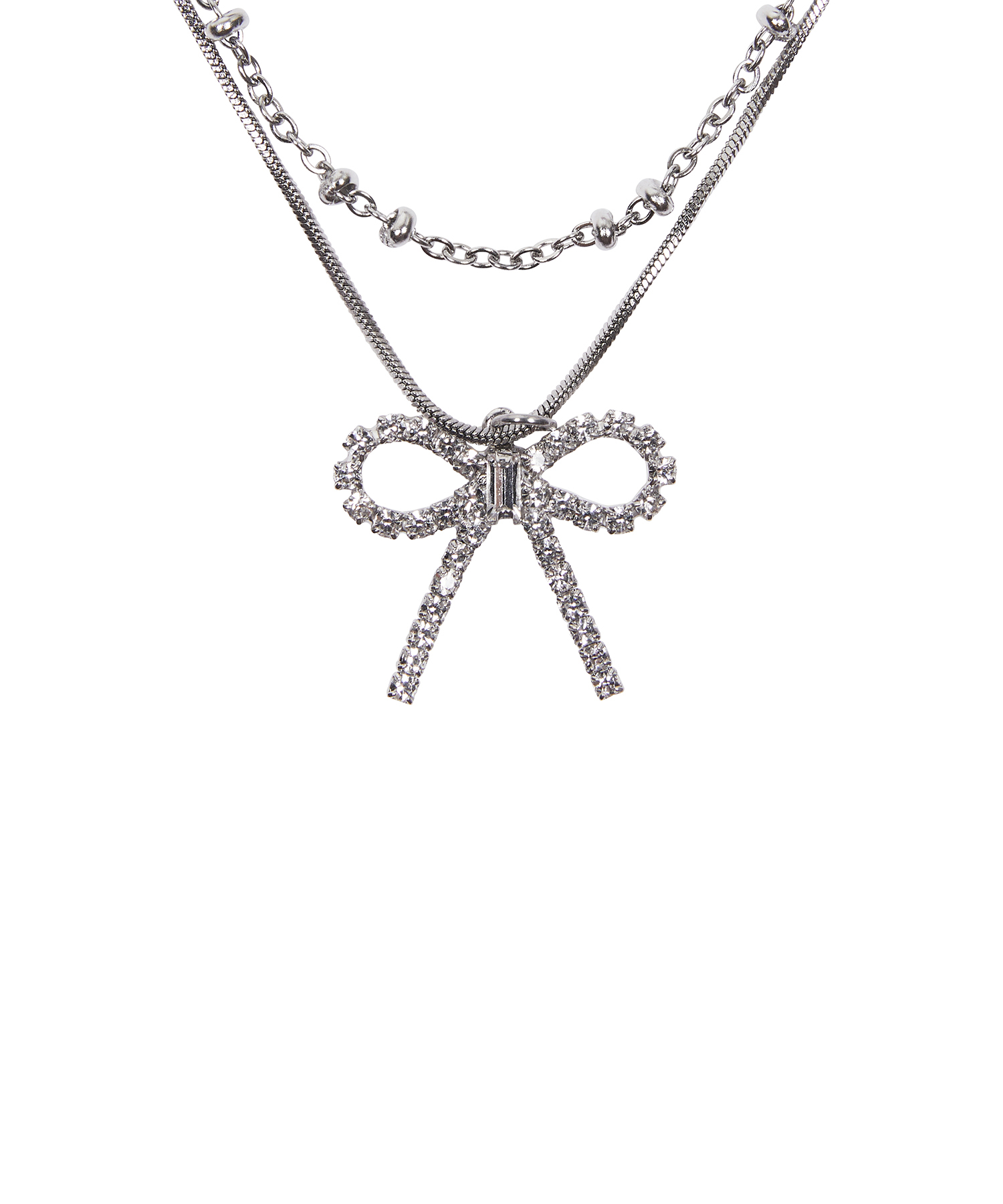 韓國品牌 LUV IS TRUE CH RIBBON NECKLACE ( SILVER )