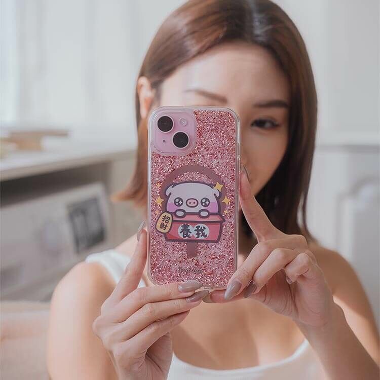 【特惠款】萌萌豬招財 iPhone 14 Pro Max 玫瑰金貝拉殼 (MagSafe)