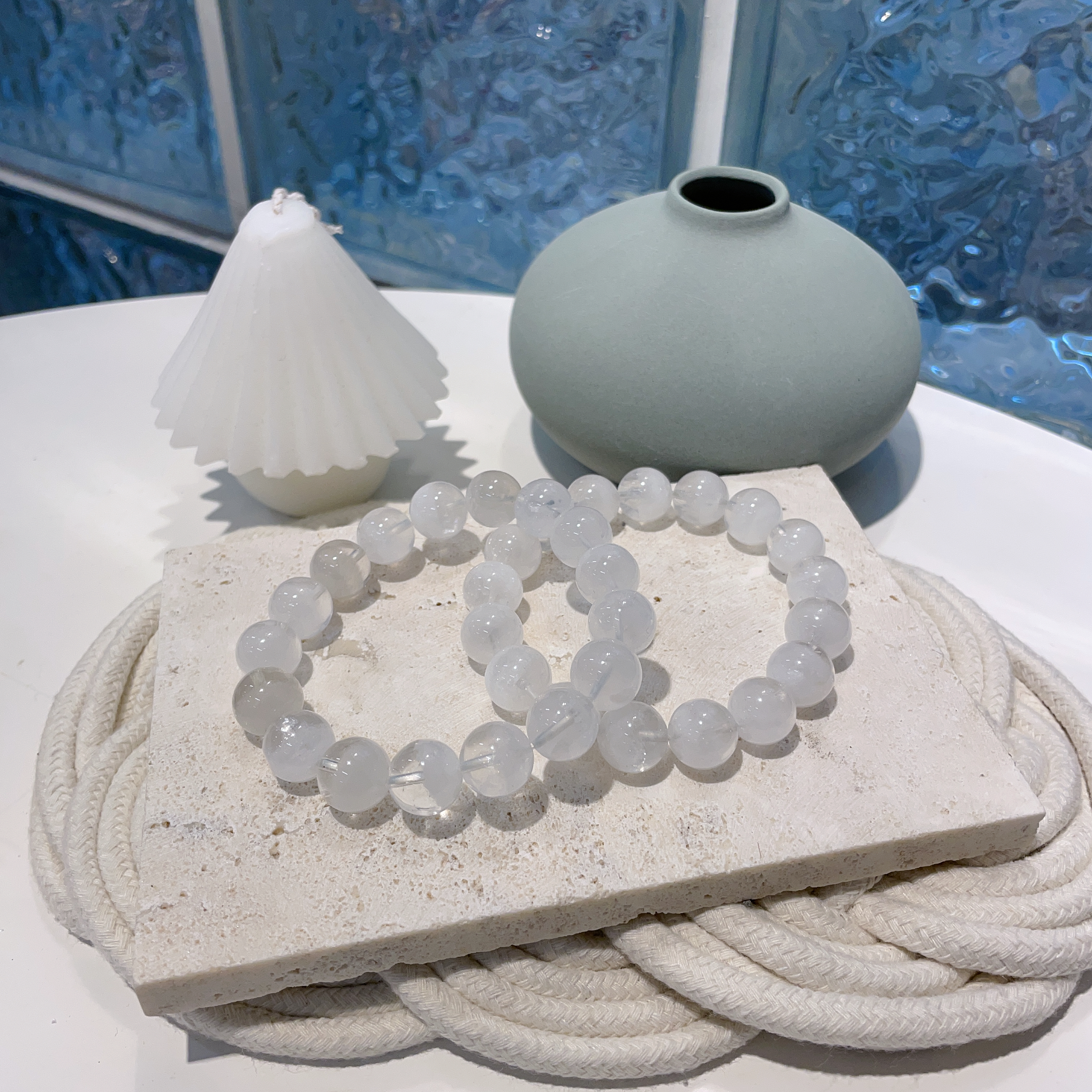 半盤白幽靈手串 12mm