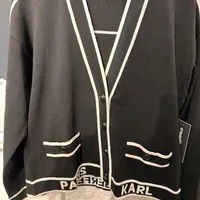 [S] KARL LAGERFELD CARDIGAN,BLACK/SOFT WHITE, L4TSS716-XSF (SKL951)