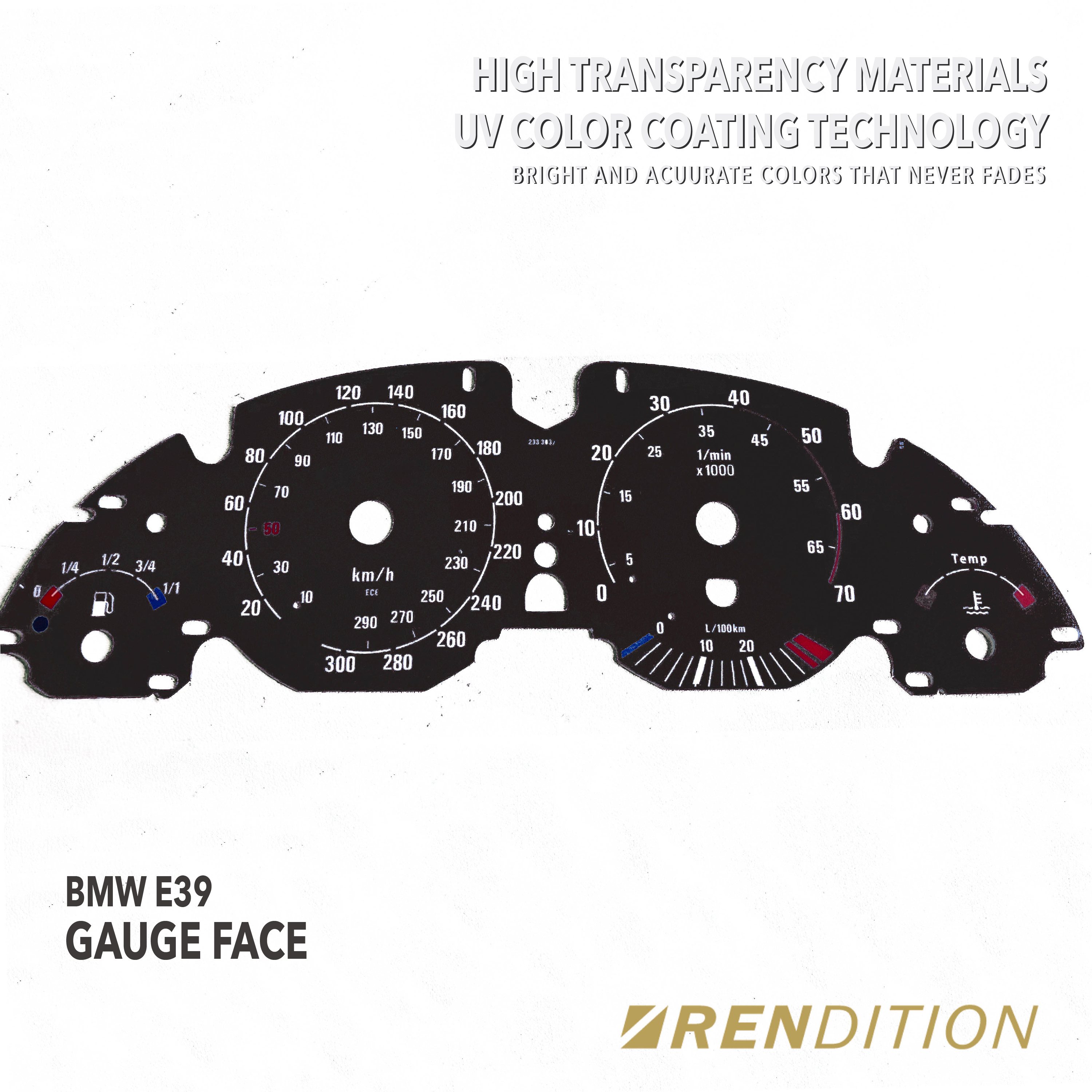BMW E39 GAUGE FACE / GAUGE OVERLAY FOR 520, 523, 525, 528, 530, 540, M5