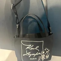 [S] KARL LAGERFELD LH3EG2DE CANNES CANVAS CROSSBODY TOTE,BLACK/WHITE/CHARCOAL, 196788705975 (SKL957)