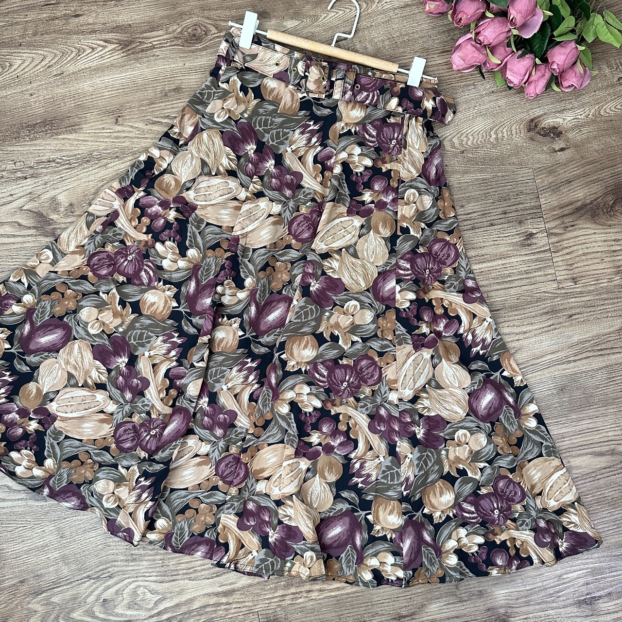 油畫風果實圖案半身裙