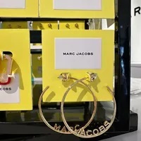 [S] MARC JACOBS J207M03FA22-710 BRASS HOOP EARRINGS WITH LOGO,GOLD, 196611006316 (SMJ274)