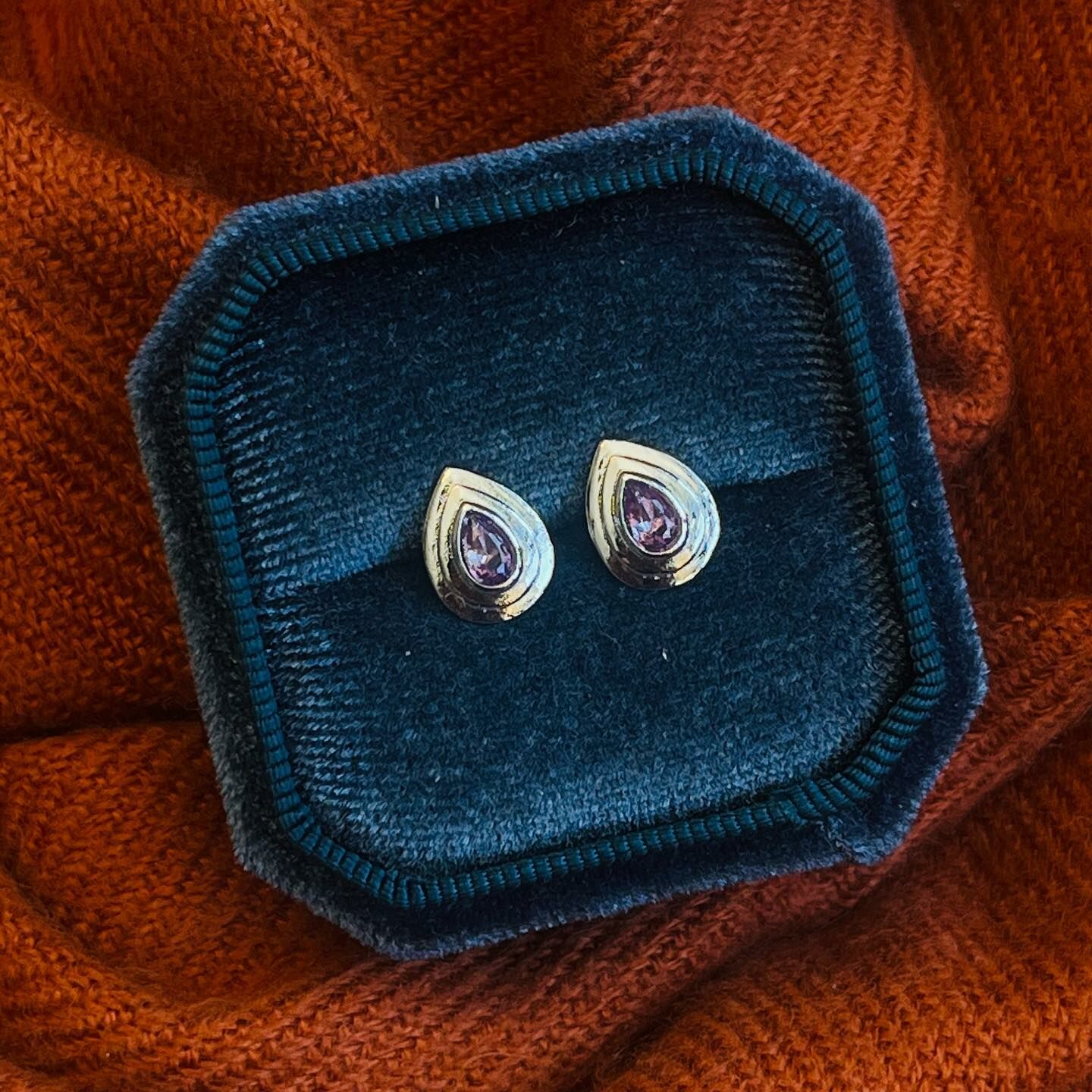 [原石] 人造粉紅鋯石 耳環