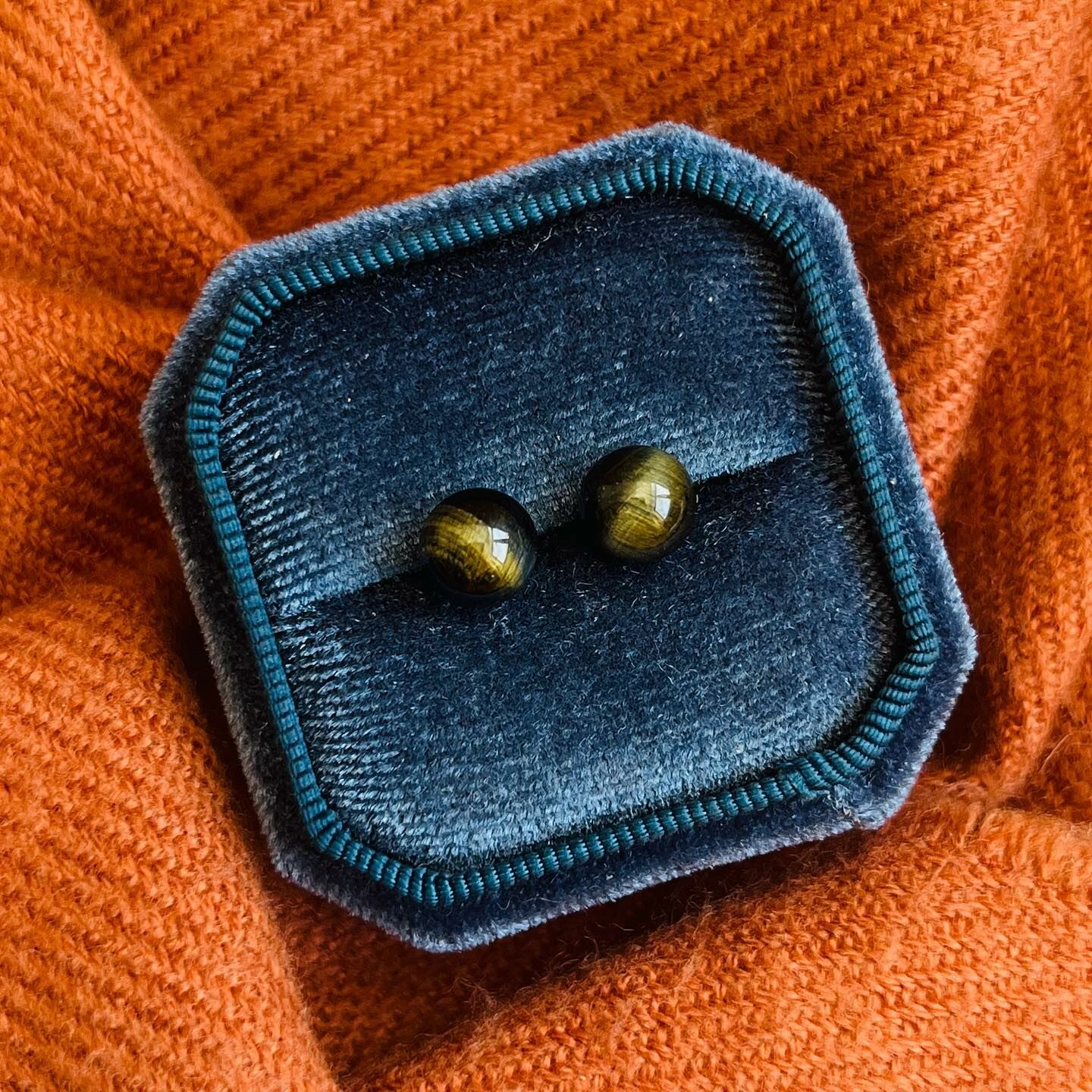 [原石] 藍虎眼石 水晶耳環 925銀針