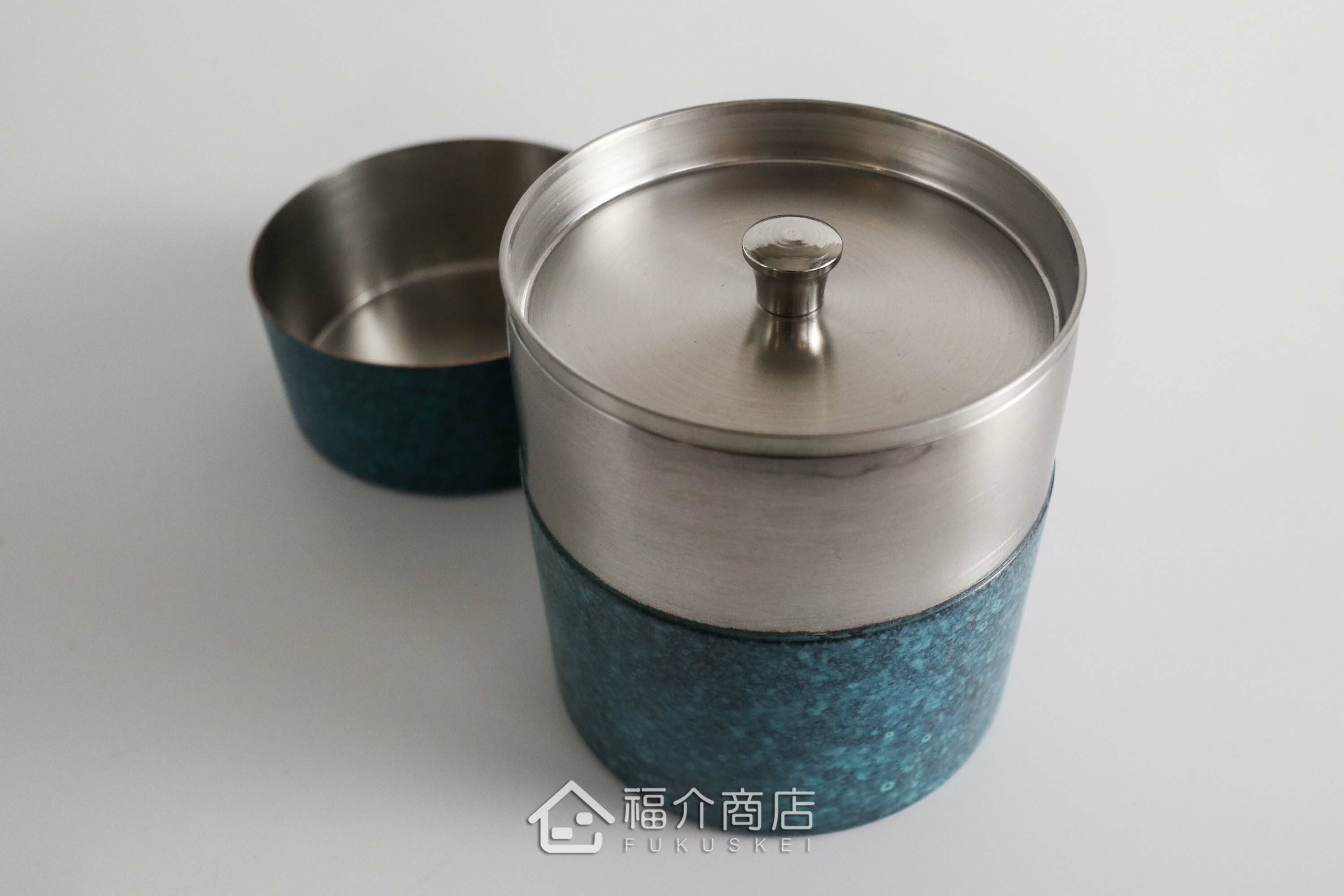 不鏽鋼材質用於保存茶葉用的藍色茶葉罐