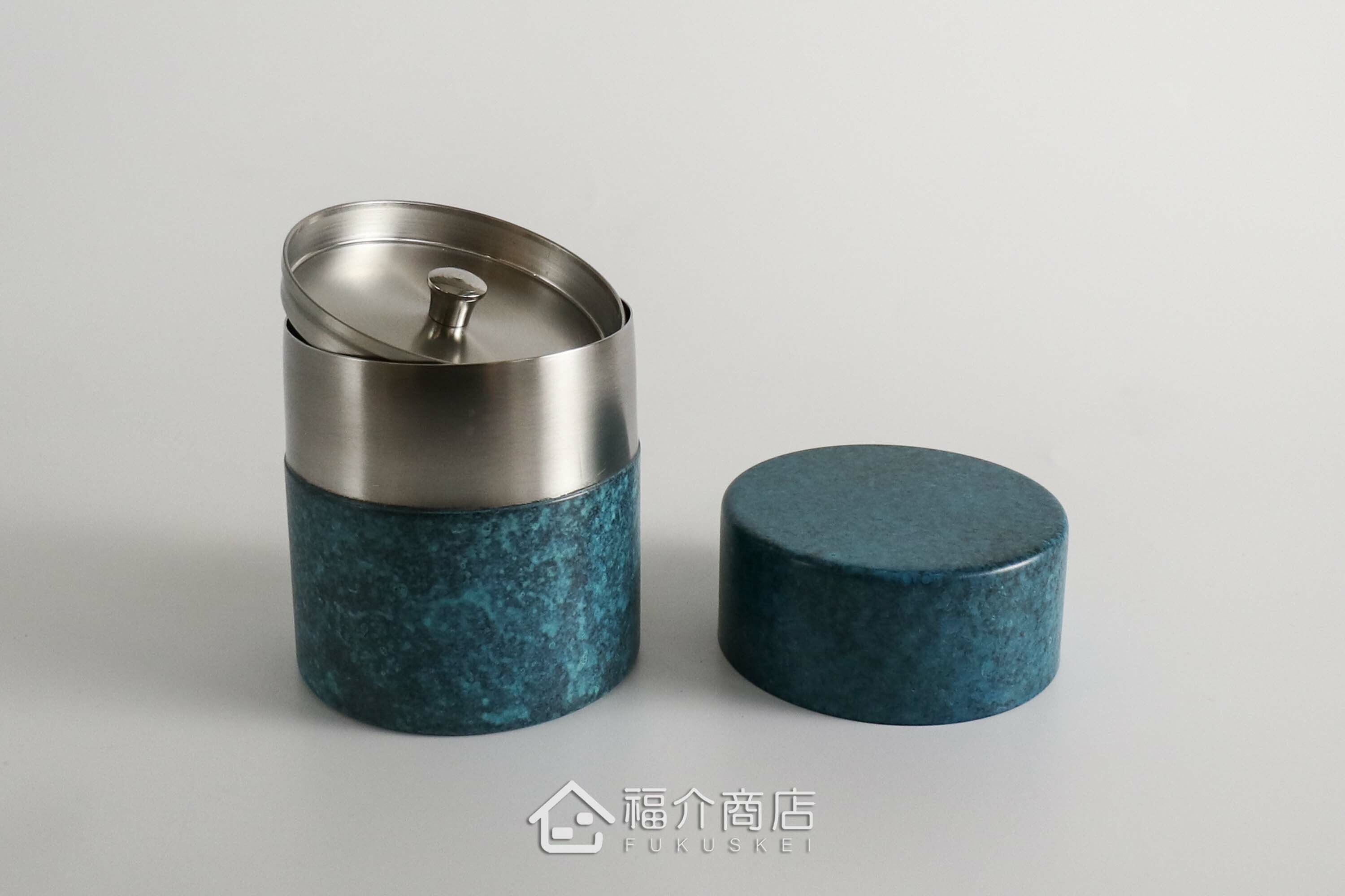 不鏽鋼材質用於保存茶葉用的藍色茶葉罐